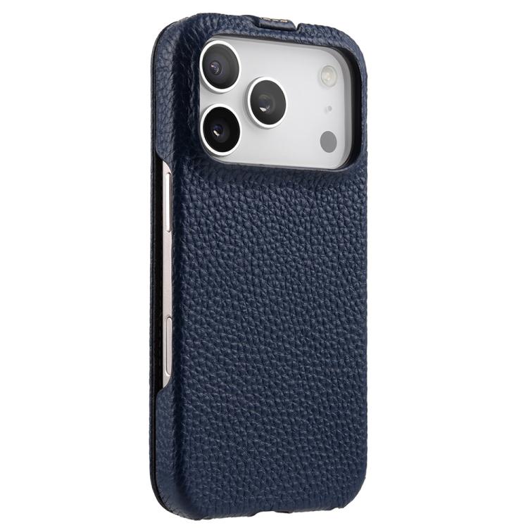 For iPhone 17 Pro Max melkco Litchi Texture Vertical Flip Magnetic Genuine Leather Phone Case