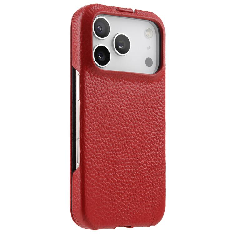 For iPhone 17 Pro Max melkco Litchi Texture Vertical Flip Magnetic Genuine Leather Phone Case