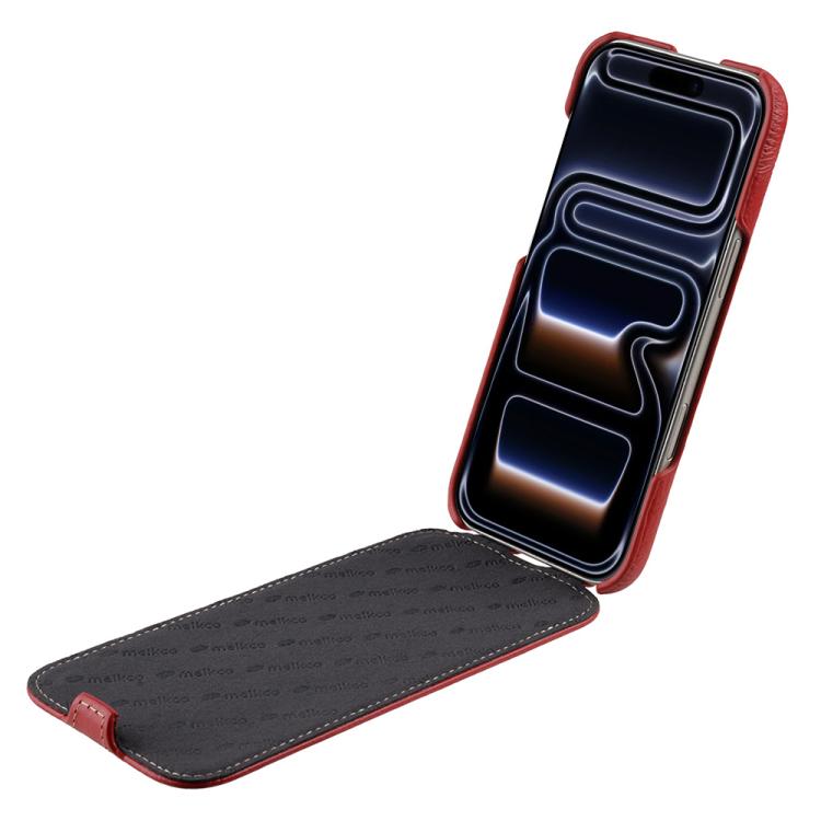 For iPhone 17 Pro Max melkco Litchi Texture Vertical Flip Magnetic Genuine Leather Phone Case
