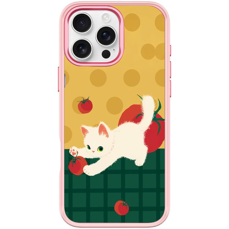 For iPhone 16 Pro Max Tomato Cat Pattern Magnetic Phone Case