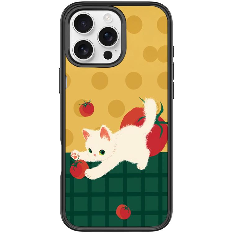 For iPhone 16 Pro Tomato Cat Pattern Magnetic Phone Case