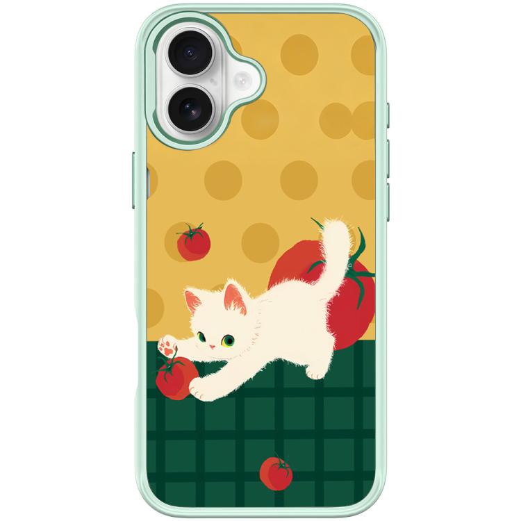 For iPhone 16 Tomato Cat Pattern Magnetic Phone Case