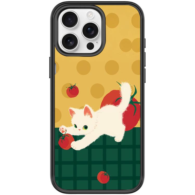 For iPhone 15 Pro Max Tomato Cat Pattern Magnetic Phone Case