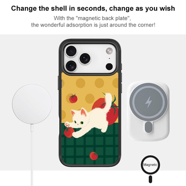 For iPhone 16 Plus Tomato Cat Pattern Magnetic Phone Case