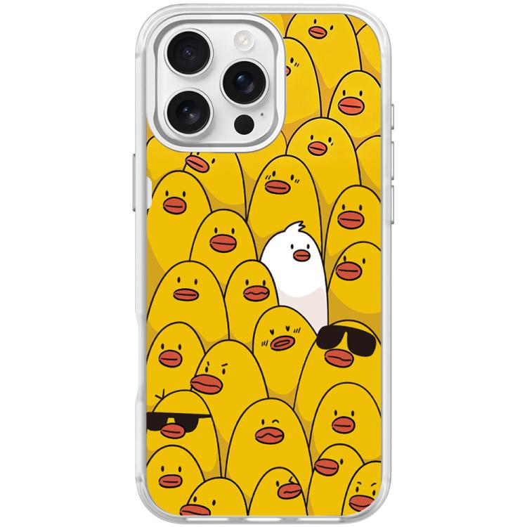 For iPhone 16 Pro Yellow Duck Pattern Magnetic Phone Case