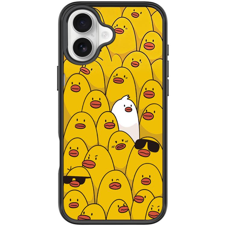 For iPhone 16 Plus Yellow Duck Pattern Magnetic Phone Case