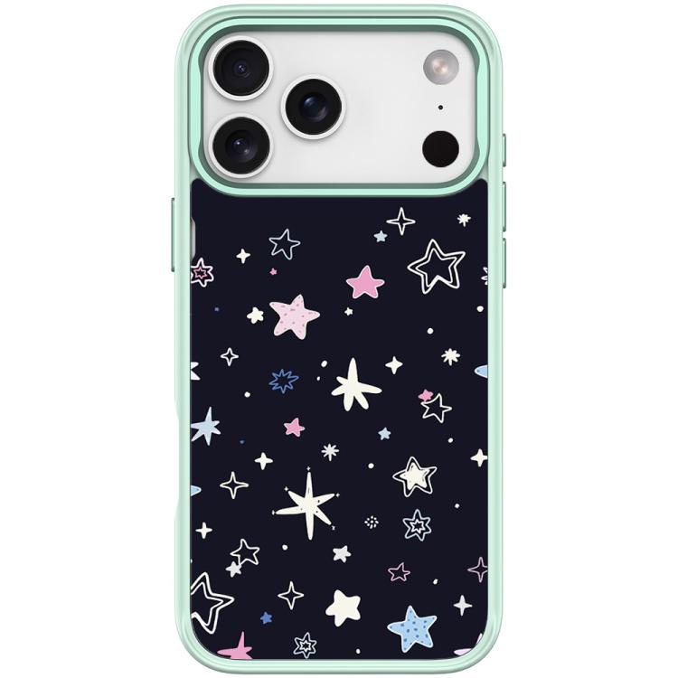 For iPhone 17 Pro Max Black Background Colorful Stars Pattern Magnetic Phone Case