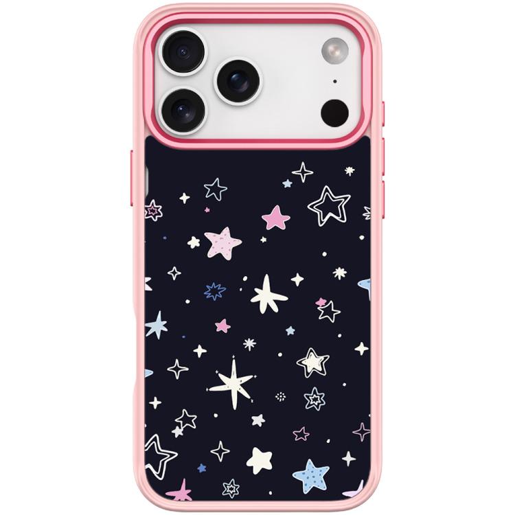 For iPhone 17 Pro Black Background Colorful Stars Pattern Magnetic Phone Case