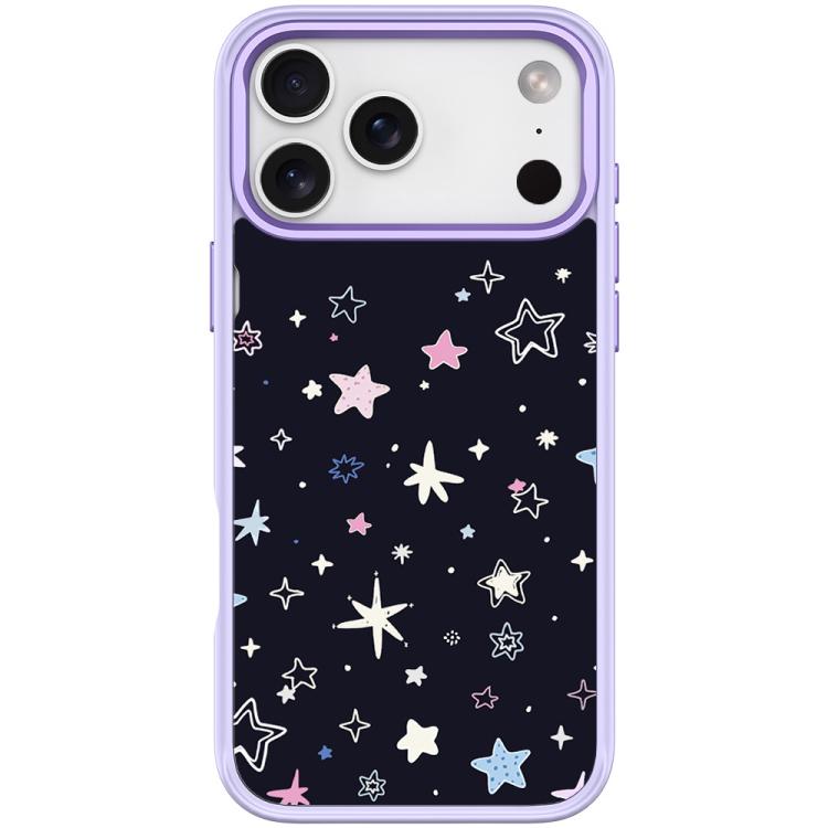 For iPhone 17 Pro Black Background Colorful Stars Pattern Magnetic Phone Case