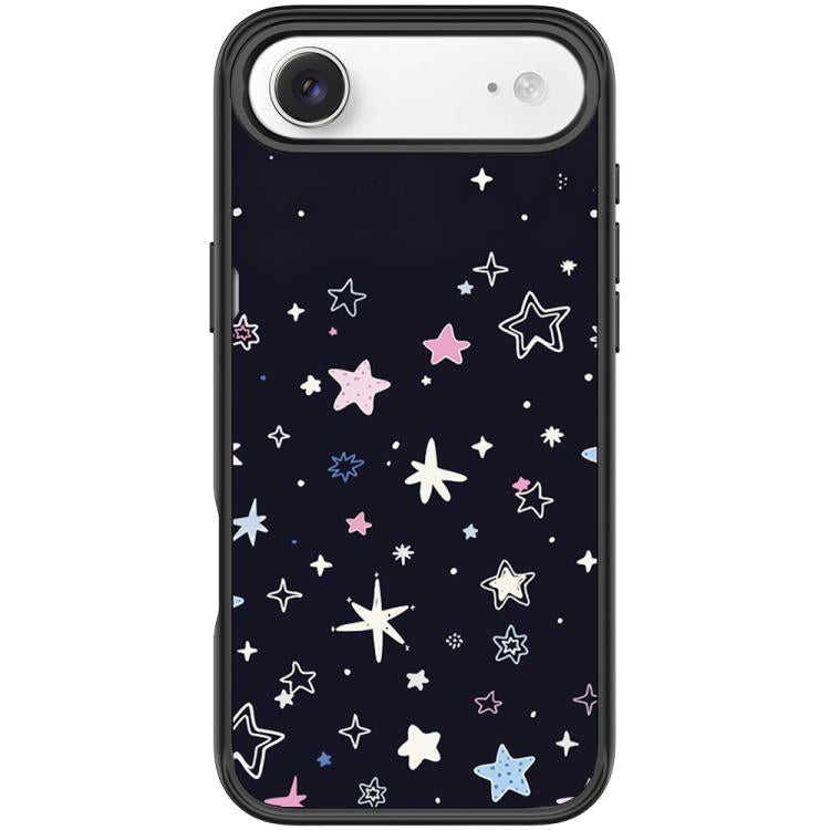 For iPhone Air Black Background Colorful Stars Pattern Magnetic Phone Case