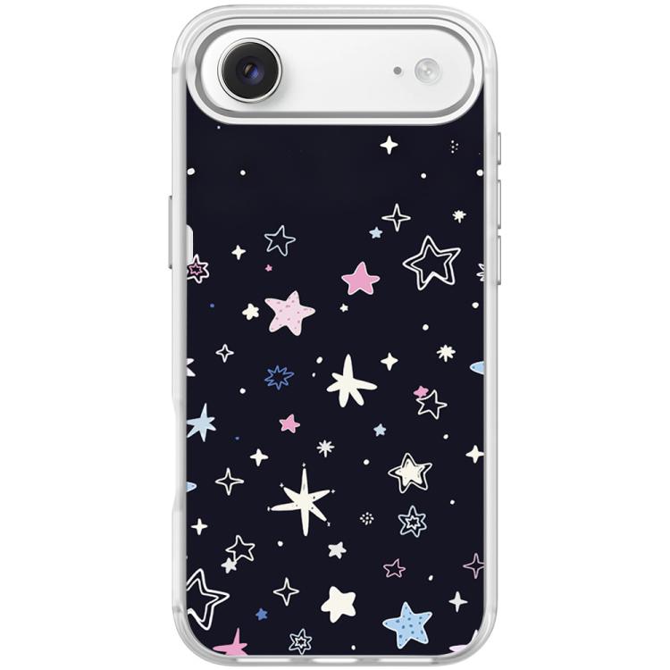 For iPhone Air Black Background Colorful Stars Pattern Magnetic Phone Case
