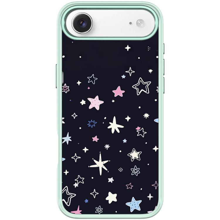 For iPhone Air Black Background Colorful Stars Pattern Magnetic Phone Case