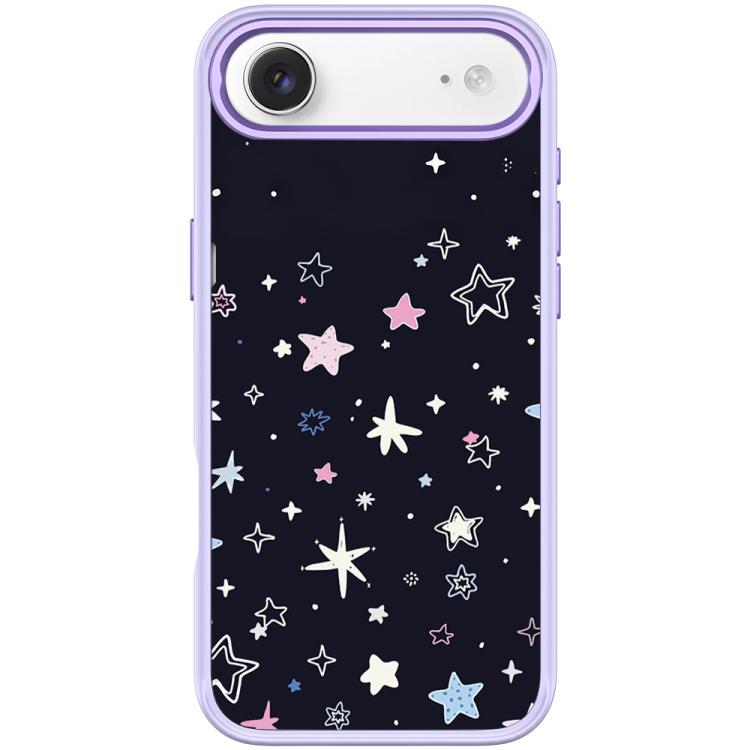For iPhone Air Black Background Colorful Stars Pattern Magnetic Phone Case