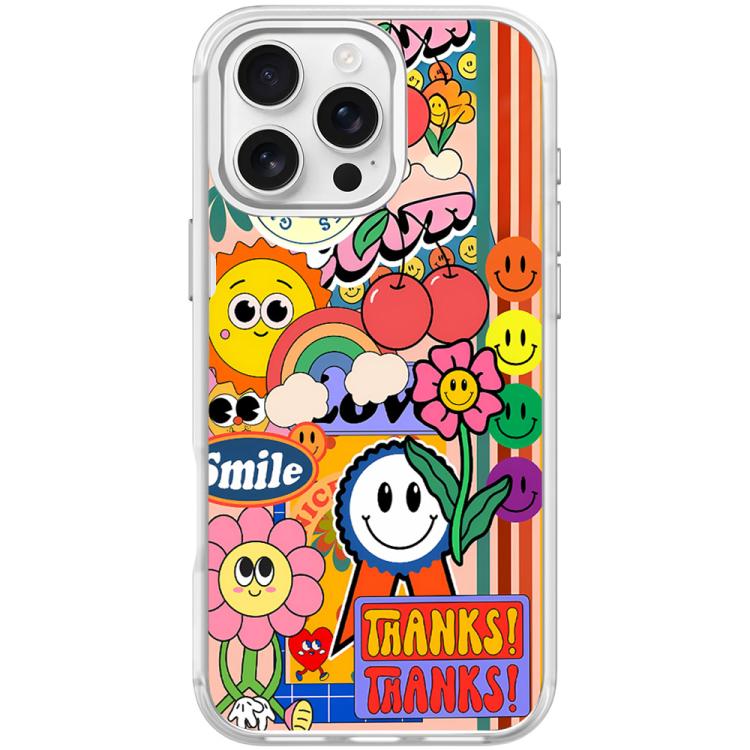 For iPhone 16 Pro Thanks Sunflower Pattern Magnetic Phone Case