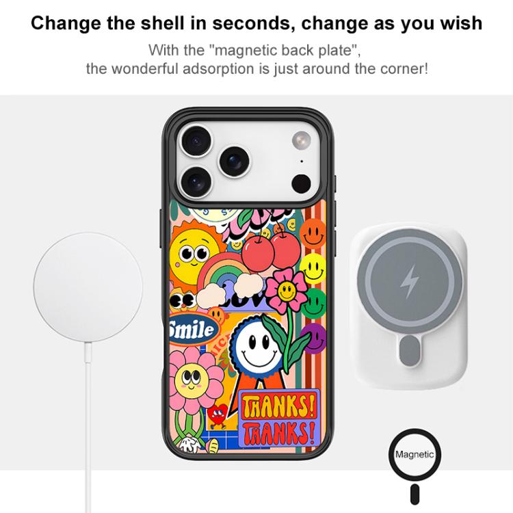 For iPhone 16 Pro Max Thanks Sunflower Pattern Magnetic Phone Case