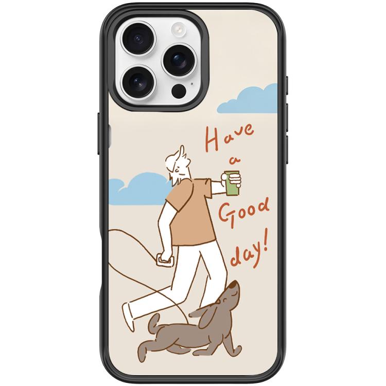 For iPhone 16 Pro Max Walking Dog Pattern Magnetic Phone Case