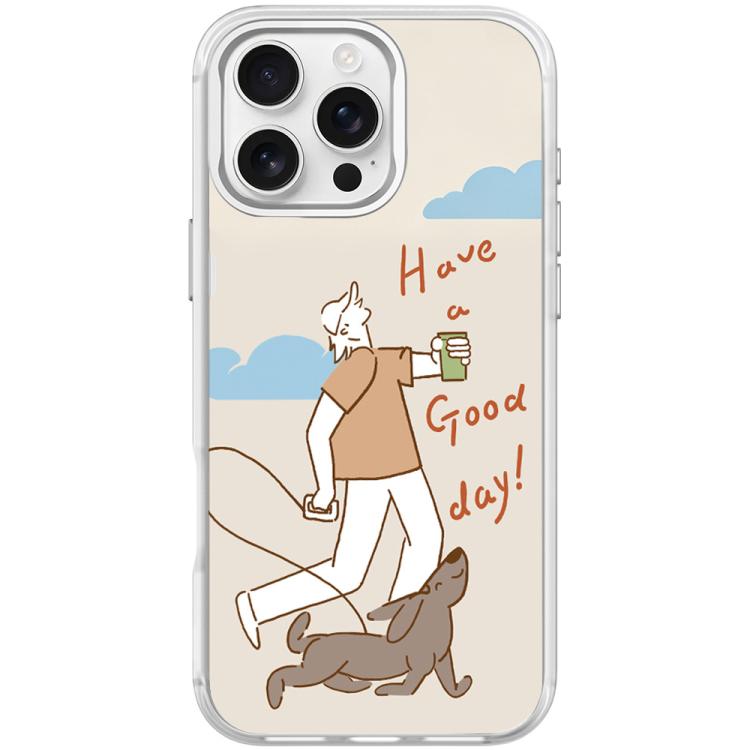 For iPhone 16 Pro Max Walking Dog Pattern Magnetic Phone Case
