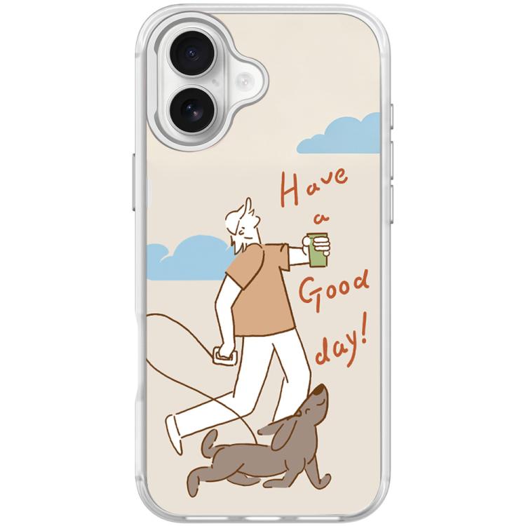 For iPhone 16 Plus Walking Dog Pattern Magnetic Phone Case