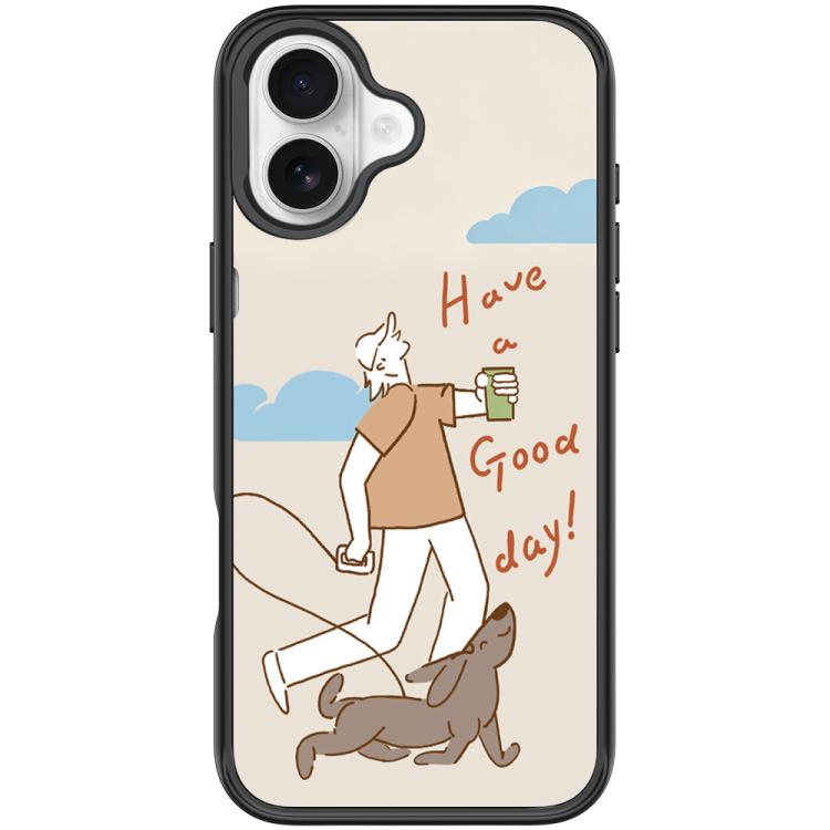 For iPhone 16 Walking Dog Pattern Magnetic Phone Case