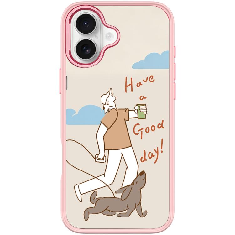 For iPhone 16 Walking Dog Pattern Magnetic Phone Case