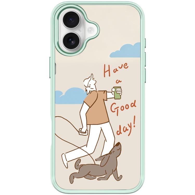 For iPhone 16 Walking Dog Pattern Magnetic Phone Case