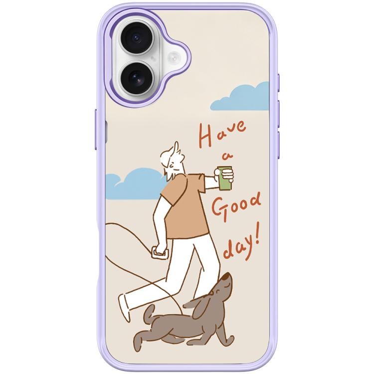 For iPhone 16 Walking Dog Pattern Magnetic Phone Case