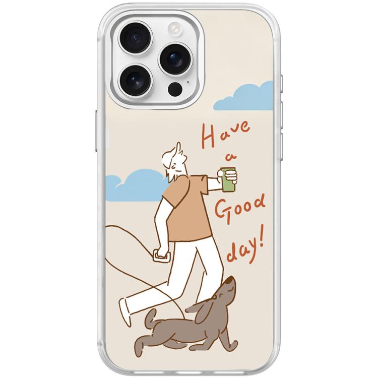 For iPhone 15 Pro Max Walking Dog Pattern Magnetic Phone Case