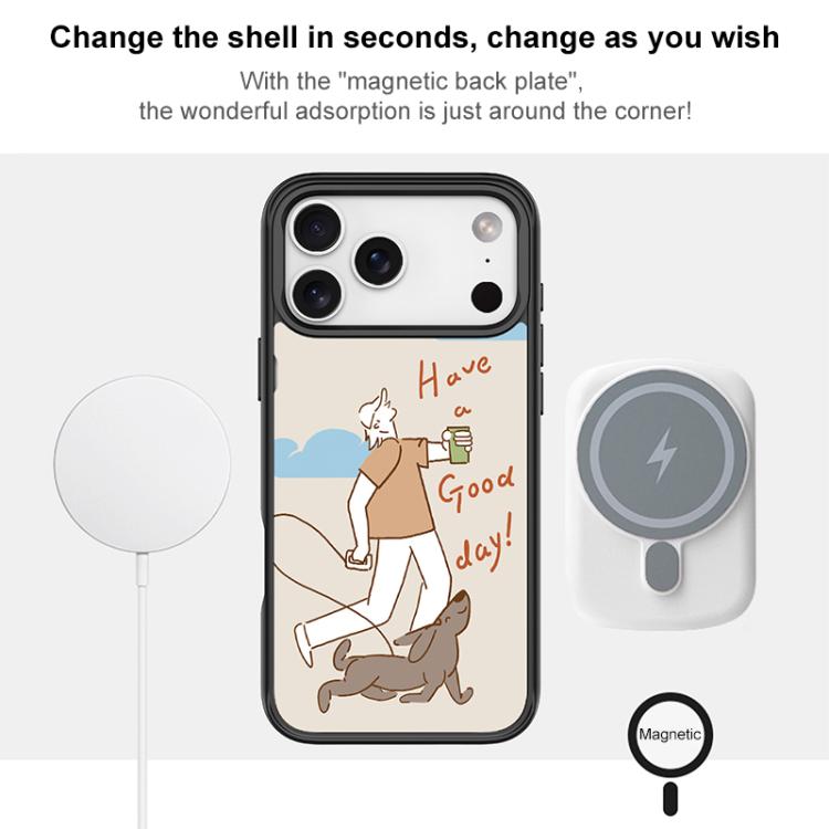 For iPhone 16 Walking Dog Pattern Magnetic Phone Case
