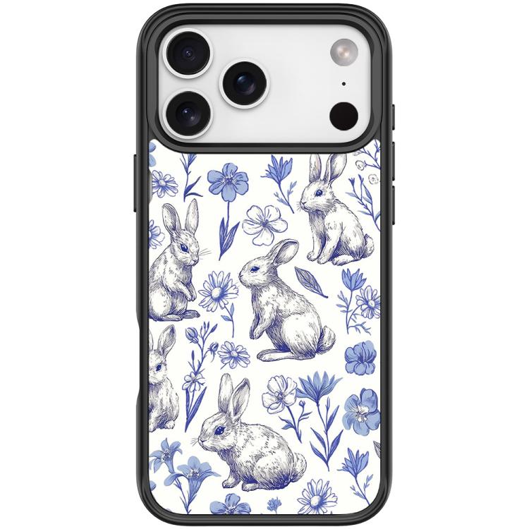 For iPhone 17 Pro Max Adorable Sketch Rabbit Pattern Magnetic Phone Case