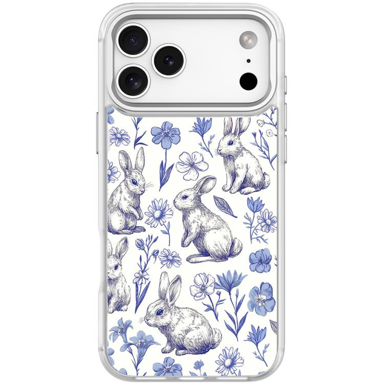 For iPhone 17 Pro Max Adorable Sketch Rabbit Pattern Magnetic Phone Case