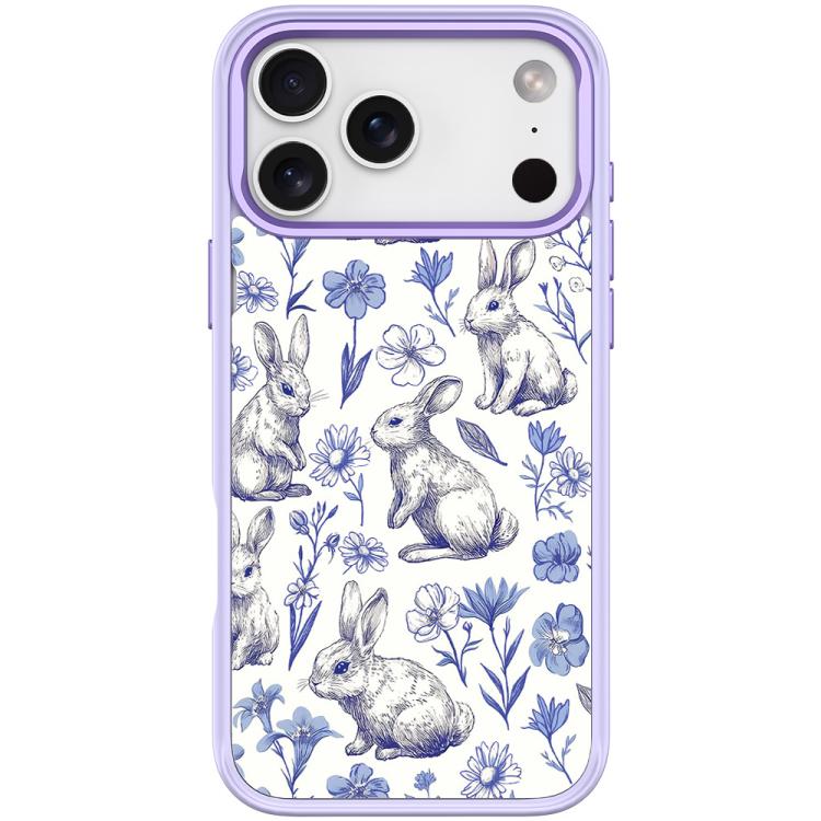 For iPhone 17 Pro Adorable Sketch Rabbit Pattern Magnetic Phone Case