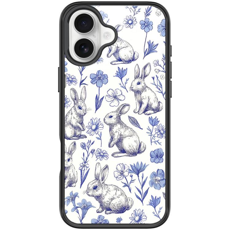 For iPhone 17 Adorable Sketch Rabbit Pattern Magnetic Phone Case