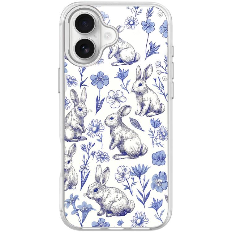 For iPhone 17 Adorable Sketch Rabbit Pattern Magnetic Phone Case