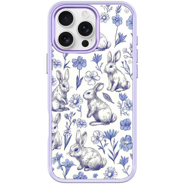 For iPhone 16 Pro Adorable Sketch Rabbit Pattern Magnetic Phone Case