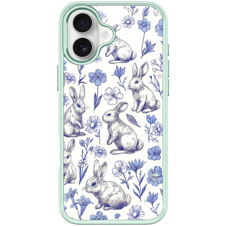 For iPhone 16 Adorable Sketch Rabbit Pattern Magnetic Phone Case