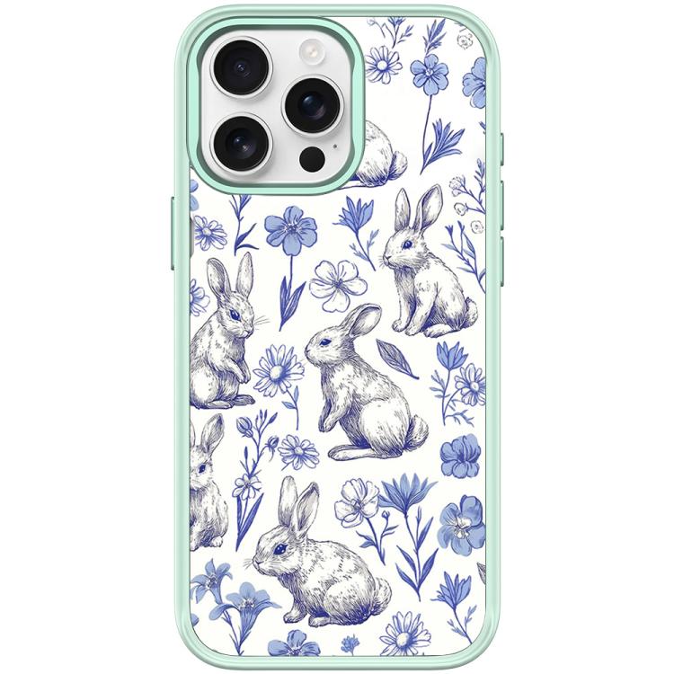 For iPhone 15 Pro Max Adorable Sketch Rabbit Pattern Magnetic Phone Case