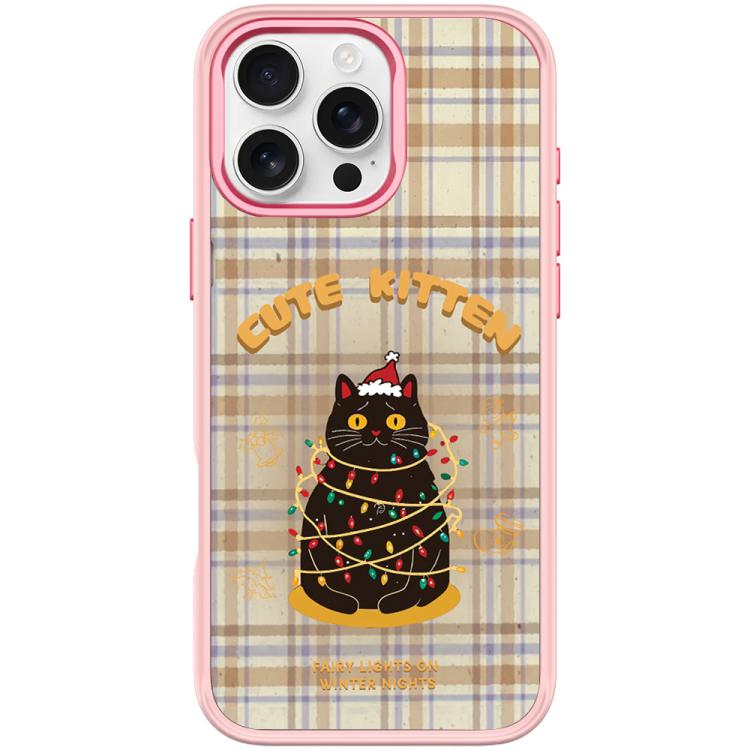 For iPhone 16 Pro Max Christmas Cat Pattern Magnetic Phone Case