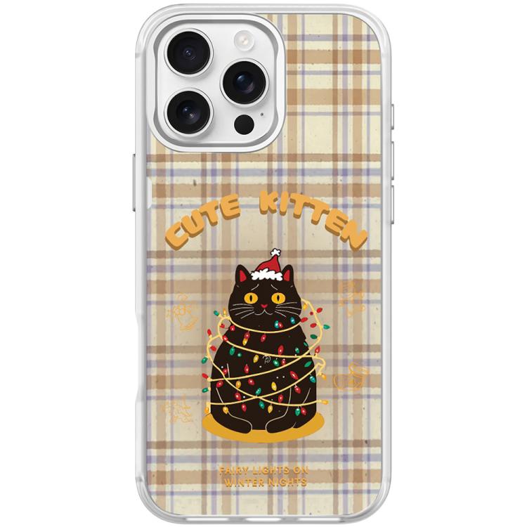 For iPhone 16 Pro Christmas Cat Pattern Magnetic Phone Case