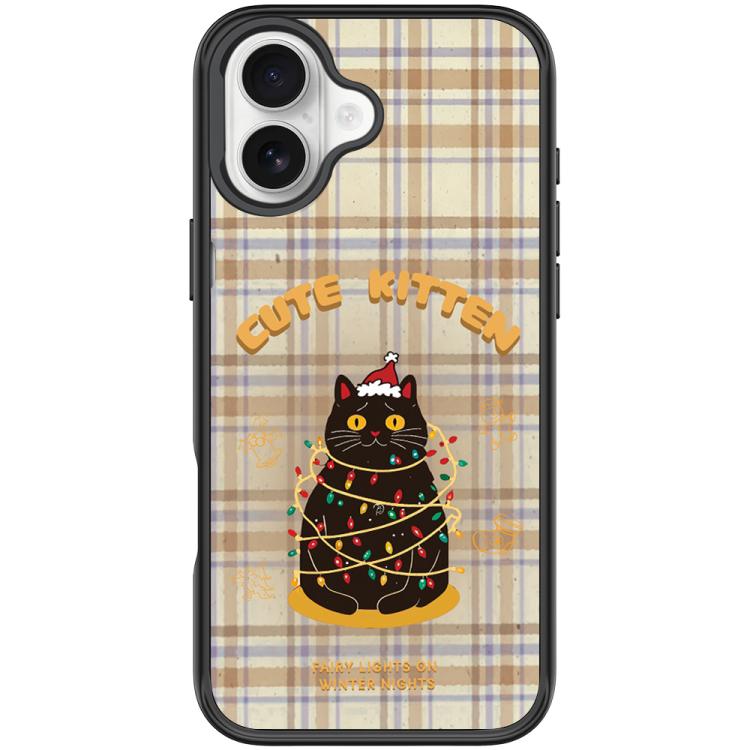For iPhone 16 Christmas Cat Pattern Magnetic Phone Case