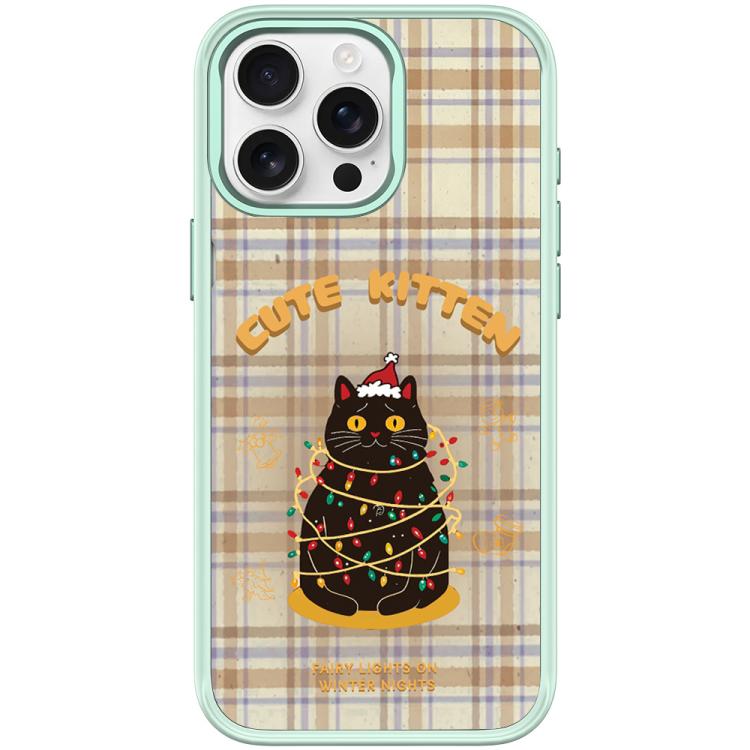 For iPhone 15 Pro Max Christmas Cat Pattern Magnetic Phone Case