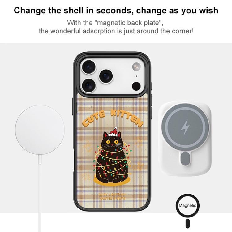 For iPhone 17 Pro Christmas Cat Pattern Magnetic Phone Case