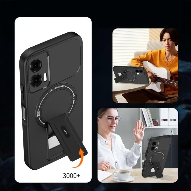 For Motorola Edge 50 Fusion Skin Feel MagSafe Phone Case with Holder
