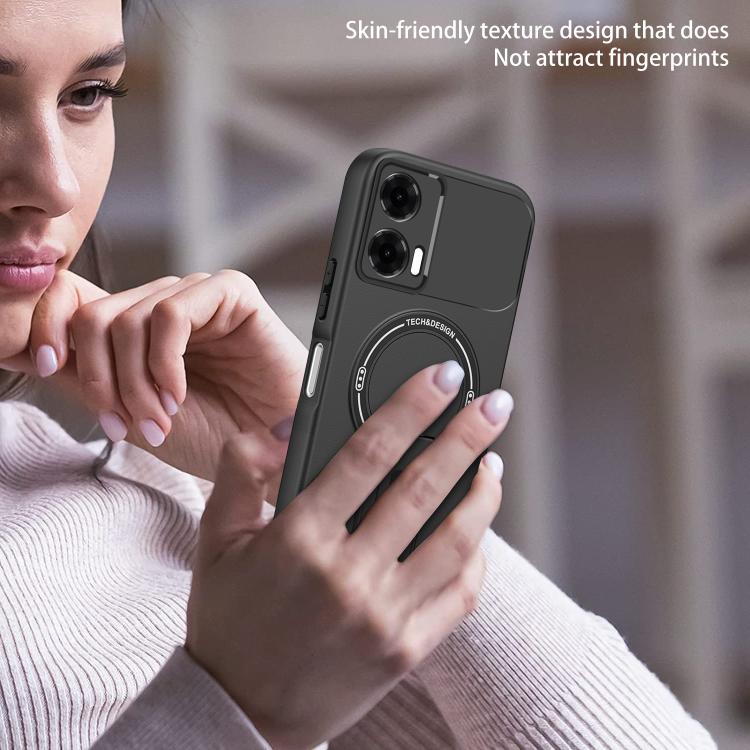 For Motorola Edge 50 Fusion Skin Feel MagSafe Phone Case with Holder