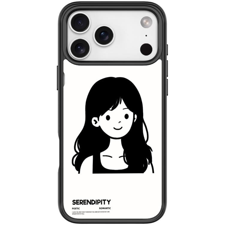For iPhone 17 Pro Sketching Style Curly Haired Girl Pattern Magnetic Phone Case