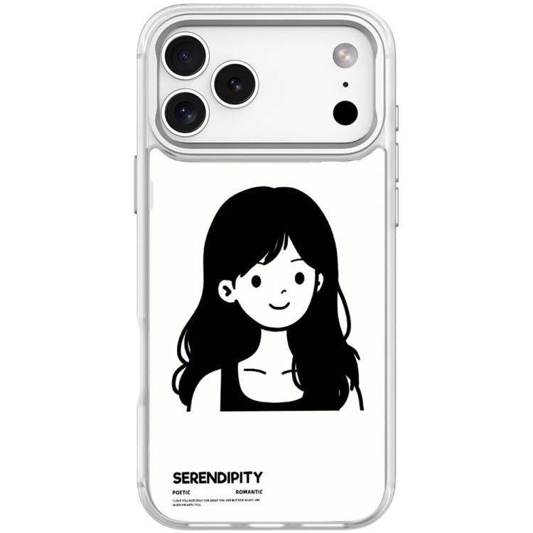 For iPhone 17 Pro Sketching Style Curly Haired Girl Pattern Magnetic Phone Case
