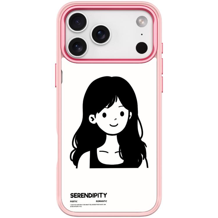 For iPhone 17 Pro Sketching Style Curly Haired Girl Pattern Magnetic Phone Case