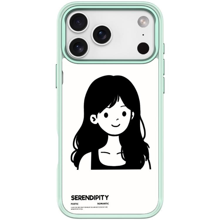 For iPhone 17 Pro Sketching Style Curly Haired Girl Pattern Magnetic Phone Case