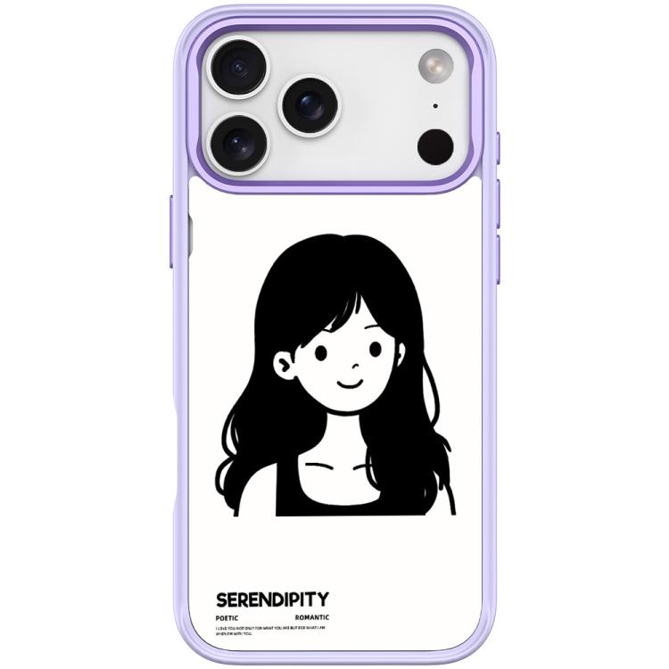 For iPhone 17 Pro Sketching Style Curly Haired Girl Pattern Magnetic Phone Case