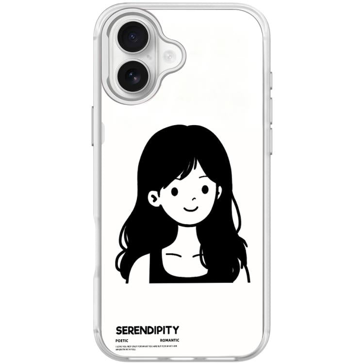 For iPhone 17 Sketching Style Curly Haired Girl Pattern Magnetic Phone Case