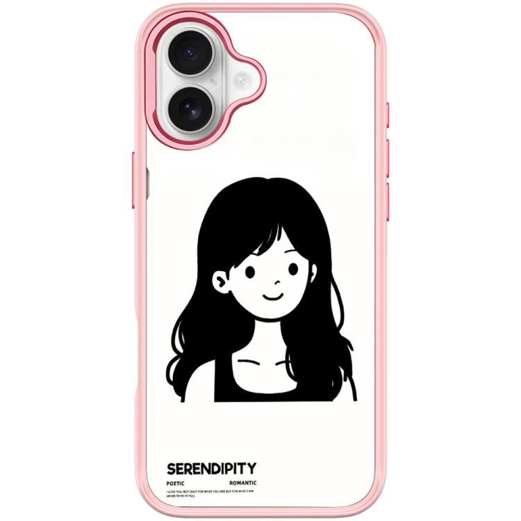 For iPhone 17 Sketching Style Curly Haired Girl Pattern Magnetic Phone Case